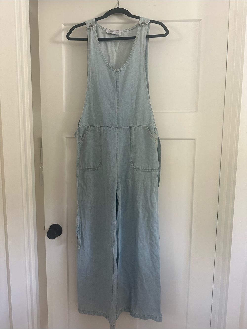 Light Blue Sleeveless Chambray Jumpsuit